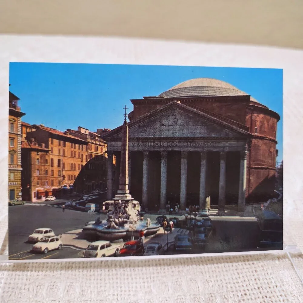 Vintage 1960's The Pantheon Marcus Agrippa Rome Italy Italian Postcard Unposted